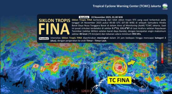 Siklon Tropis FINA Terbentuk, BMKG: Waspada Cuaca Ekstrem di Wilayah Timur Indonesia