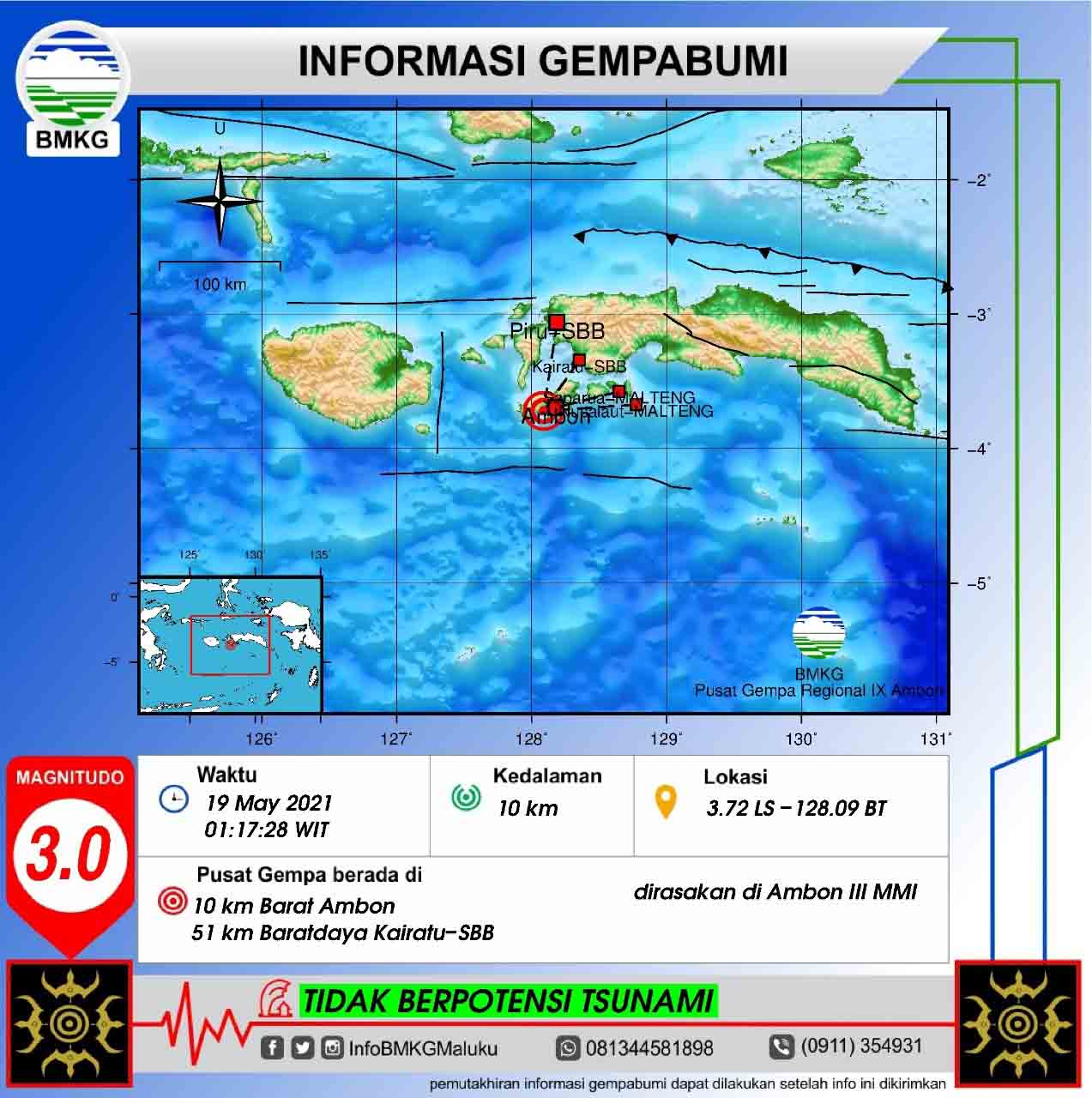 Gempa M 3,0 Guncang Ambon, Ini Hasil Analisis BMKG ...